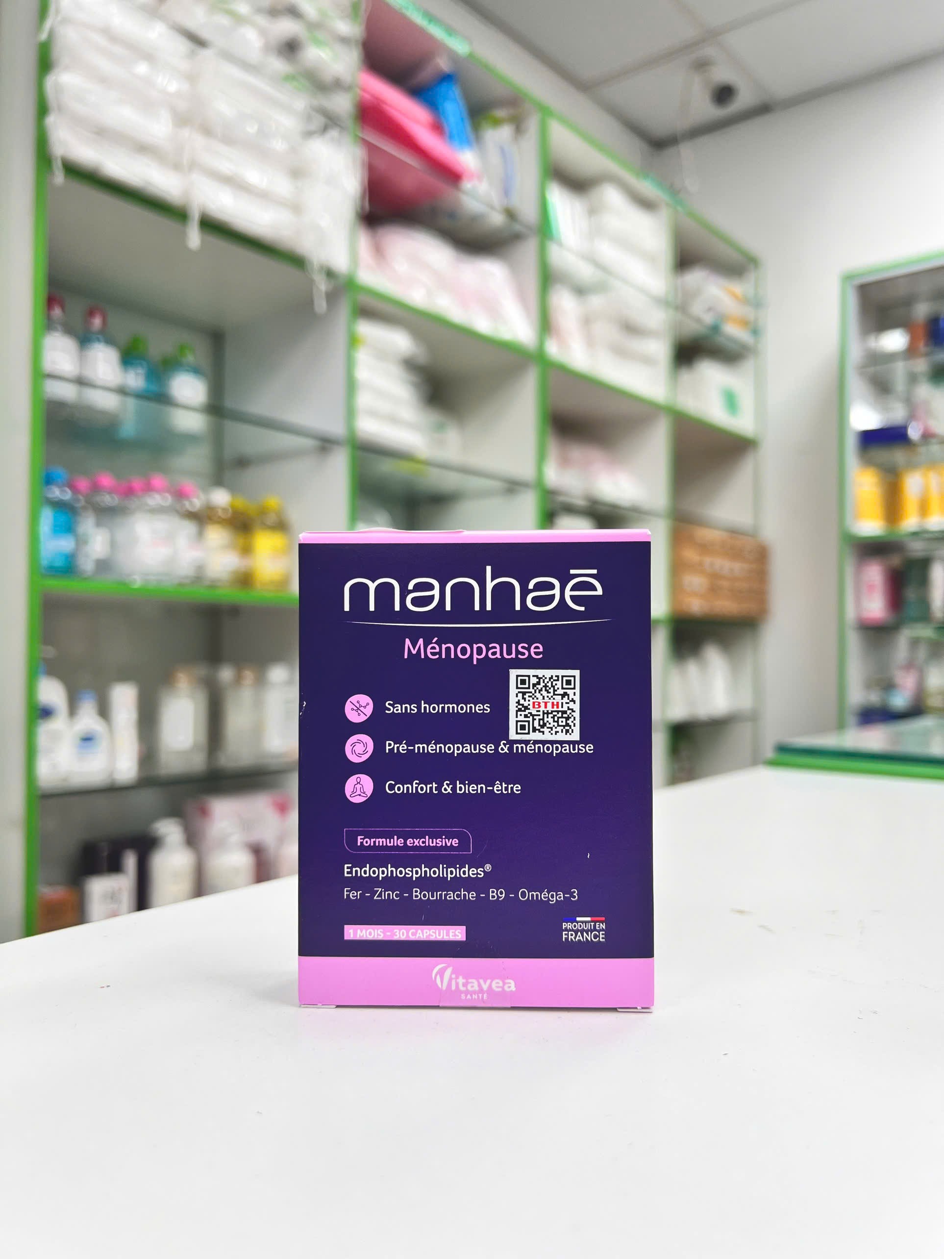 Viên uống cân bằng nội tiết Manhae Ménopause 30viên — hộp sản phẩm tổng quan