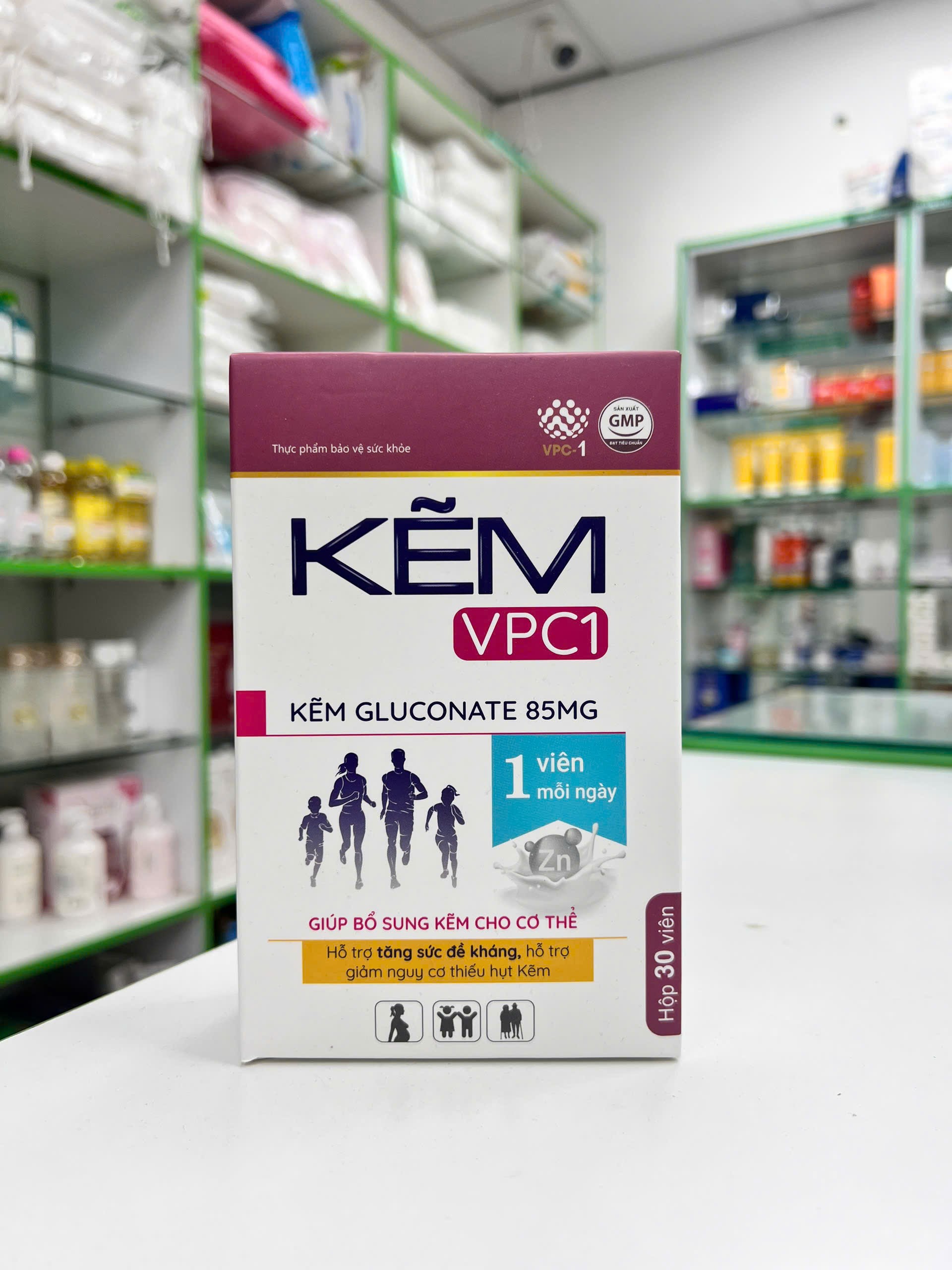 KẼM Gluconate — sản phẩm bổ sung kẽm dạng lọ với bao bì rõ ràng